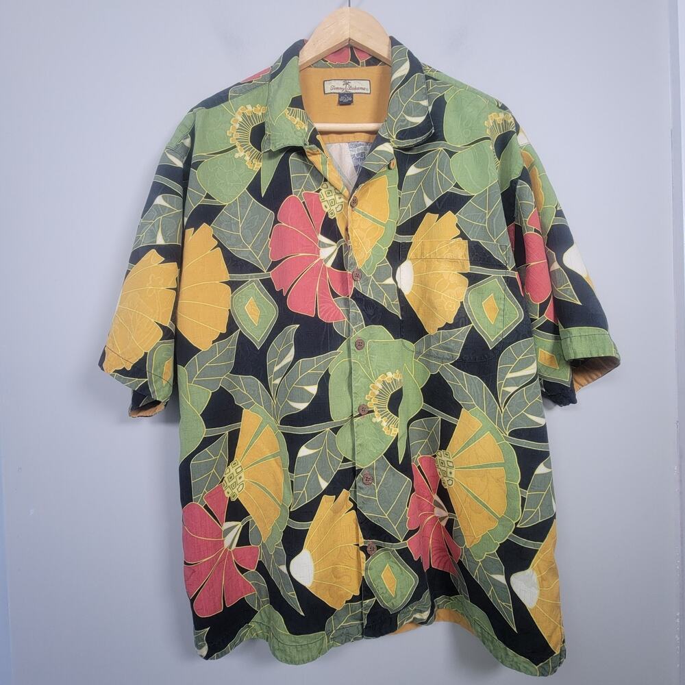 Tommy Bahama Relax Mens XL Silk Tropical Floral Short Sleeve Shirt